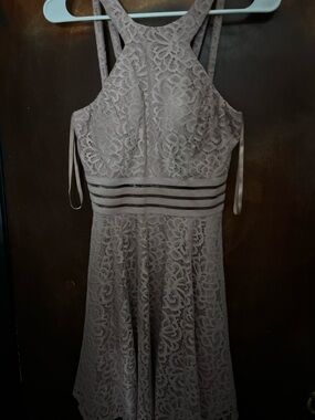 City Studio Mauve Lace-Detail Sleeveless Dress